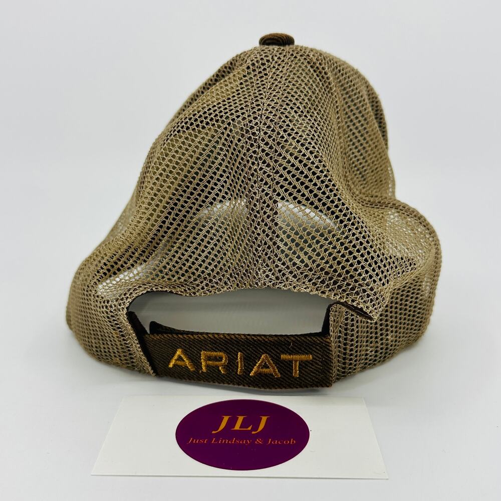 Ariat Brown Oilskin Structured Cap Adjustable Mes… - image 4